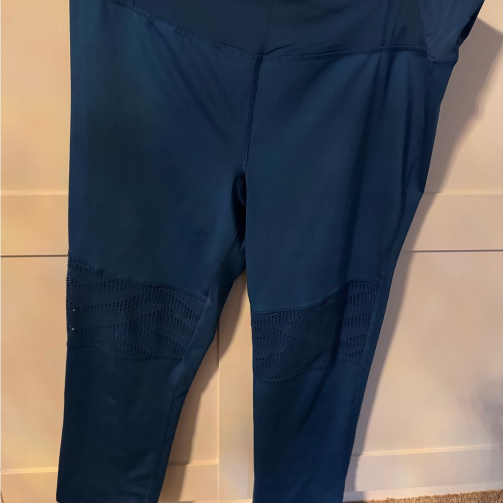 Blue Leggings with Mesh Detail